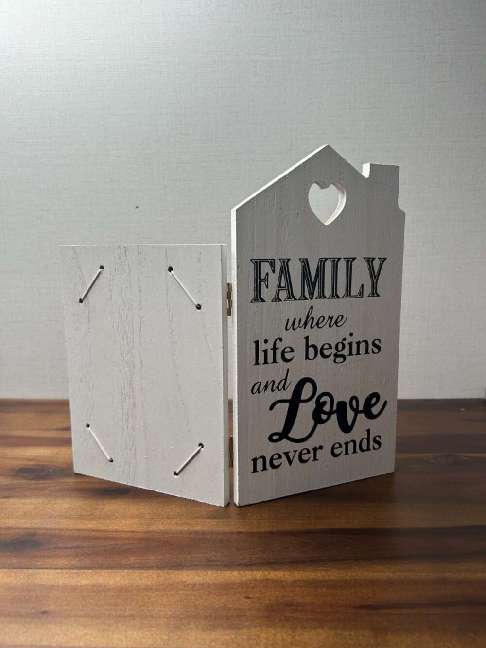 Farmhouse Wooden House Tabletop Sign Quote Free Standing Rustic Tiered Tray Deco